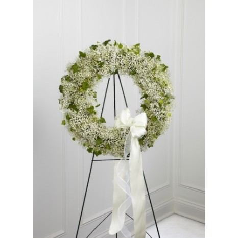 Delicate baby's breath and ivy wreath